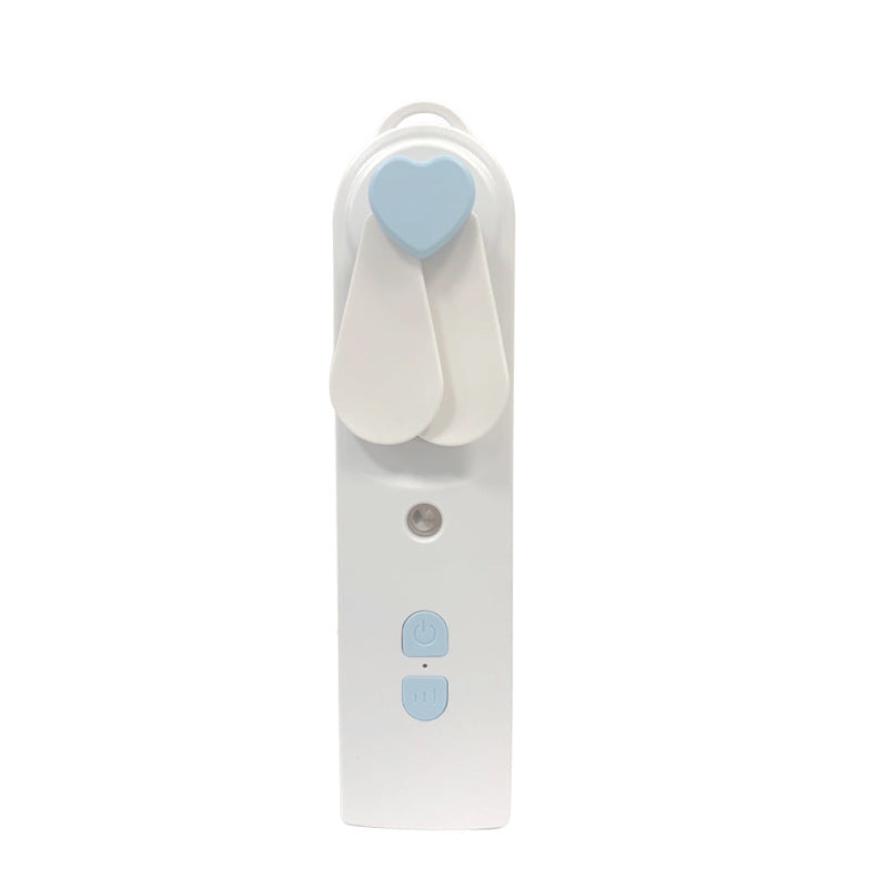 HKM-816787 Portable Handheld Mini Fan with Moisturizing Spray Function - White/Blue
