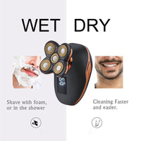 HKM-538643 LCD Digital Display Electric Shaver with IPX5 Waterproof Design, 90-Minute Battery Life, USB Charging