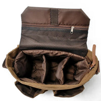 HKM-564627 Unisex Retro Canvas Crossbody Camera Bag with Cowhide Leather Trim