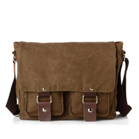 HKM-564627 Unisex Retro Canvas Crossbody Camera Bag with Cowhide Leather Trim
