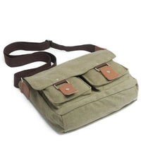 HKM-564627 Unisex Retro Canvas Crossbody Camera Bag with Cowhide Leather Trim