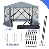 HKM-631635 Dark Gray Hexagonal 12X12ft Automatic Folding Canopy Tent