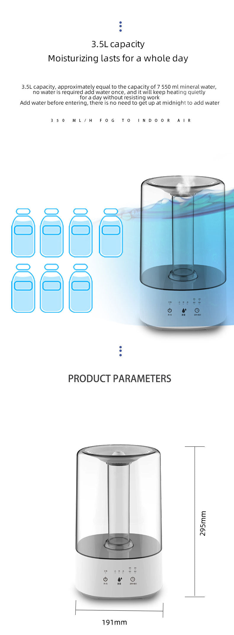 HKM-419475 Ultrasonic Humidifier for Home and Office – Colorful Aromatherapy & Silent Operation