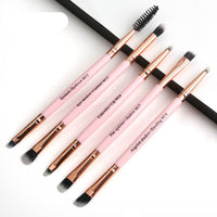 HKM-101779 Double-Headed Eye Makeup Brush Set - 5 Portable Brushes with Nylon Wool Bristles