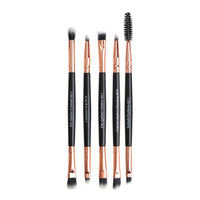 HKM-101779 Double-Headed Eye Makeup Brush Set - 5 Portable Brushes with Nylon Wool Bristles