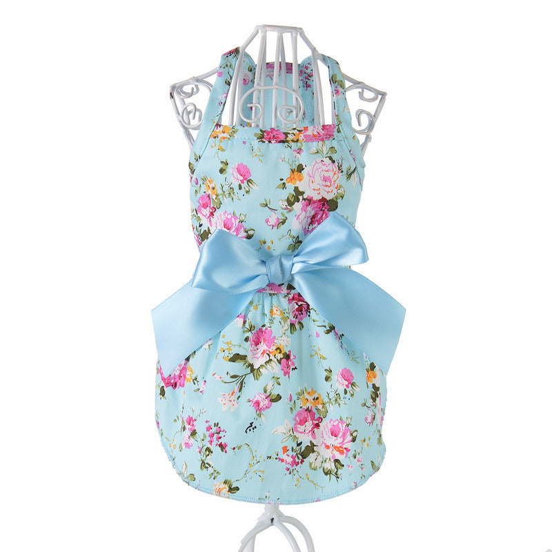 HKM-673491 Cotton Princess Dress for Dogs - Spring & Summer Style in Blue