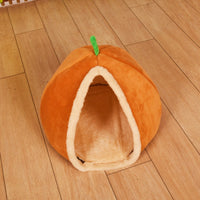 HKM-480467 Cozy Pumpkin-Shaped Semi-Enclosed Cat and Dog Bed, Plush Pet Nest for Small Pets