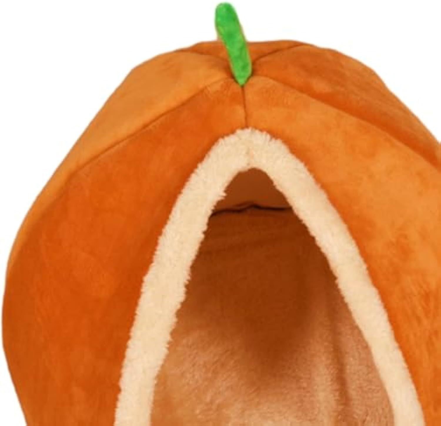 HKM-480467 Cozy Pumpkin-Shaped Semi-Enclosed Cat and Dog Bed, Plush Pet Nest for Small Pets