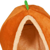 HKM-480467 Cozy Pumpkin-Shaped Semi-Enclosed Cat and Dog Bed, Plush Pet Nest for Small Pets