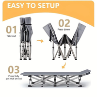 HKM-171731 Durable Grey Folding Camping Bed with Convenient Storage Bag for Travel and Office Use