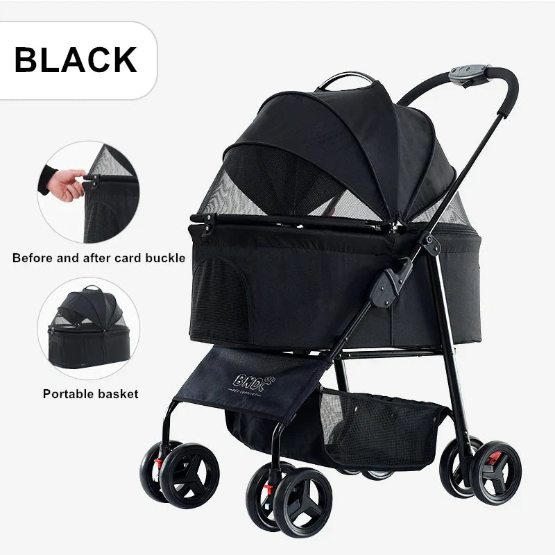 JMT-601226 Luxury Folding Pet Stroller for Comfortable Outdoor Travel with Dogs