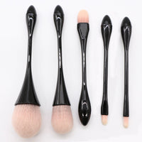 HKM-297235 Portable 5-Piece Makeup Brush Set with Rayon Bristles and PVC Bag - Ideal for Loose Powder Applications