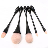 HKM-297235 Portable 5-Piece Makeup Brush Set with Rayon Bristles and PVC Bag - Ideal for Loose Powder Applications