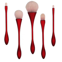 HKM-297235 Portable 5-Piece Makeup Brush Set with Rayon Bristles and PVC Bag - Ideal for Loose Powder Applications