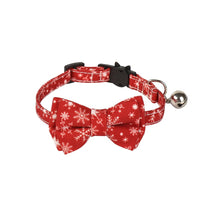 HKM-072787 Christmas-Themed Bow Tie Dog Collar for Cats - Festive Fabric Design