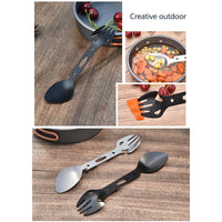 HKM-865619 Multifunctional Stainless Steel Fork Spoon Combination with Bottle Opener for Outdoor Use