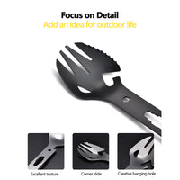 HKM-865619 Multifunctional Stainless Steel Fork Spoon Combination with Bottle Opener for Outdoor Use