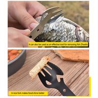 HKM-865619 Multifunctional Stainless Steel Fork Spoon Combination with Bottle Opener for Outdoor Use