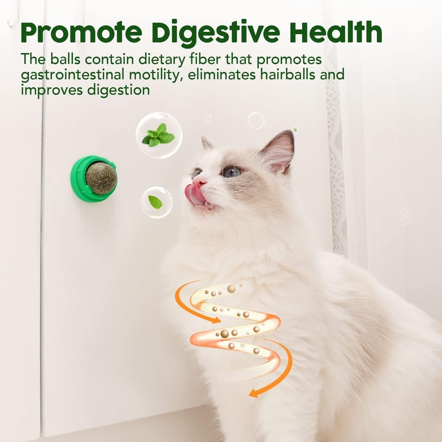 HKM-544851 Natural Catnip Balls for Teeth Cleaning and Dental Care - 4 Pack of Edible Silvervine Chew Toys for Cats