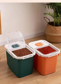 HKM-836115 Moisture-Proof Sealed Pet Food Storage Barrel - 12L Capacity, Available in Green, Orange, and White