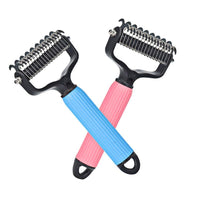 HKM-298067 Upgraded Dematting Comb for Dogs and Cats ¨C Double-Sided Stainless Steel Grooming Brush for Detangling and Shedding