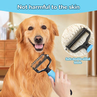 HKM-298067 Upgraded Dematting Comb for Dogs and Cats ¨C Double-Sided Stainless Steel Grooming Brush for Detangling and Shedding