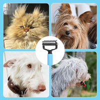 HKM-298067 Upgraded Dematting Comb for Dogs and Cats ¨C Double-Sided Stainless Steel Grooming Brush for Detangling and Shedding
