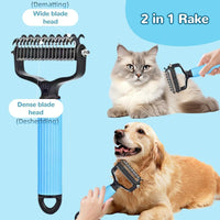 HKM-298067 Upgraded Dematting Comb for Dogs and Cats ¨C Double-Sided Stainless Steel Grooming Brush for Detangling and Shedding