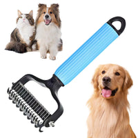 HKM-298067 Upgraded Dematting Comb for Dogs and Cats ¨C Double-Sided Stainless Steel Grooming Brush for Detangling and Shedding