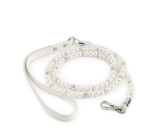 HKM-137171 Handmade Dog Pearl Collar and Wire Chain Set - Casual Style, Multiple Sizes Available