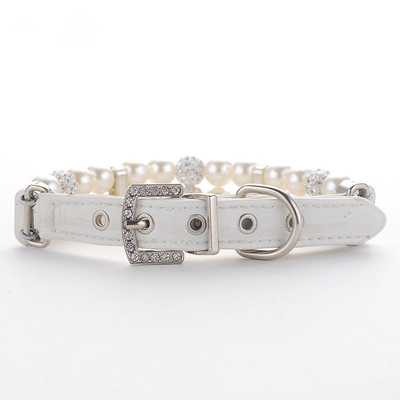 HKM-137171 Handmade Dog Pearl Collar and Wire Chain Set - Casual Style, Multiple Sizes Available