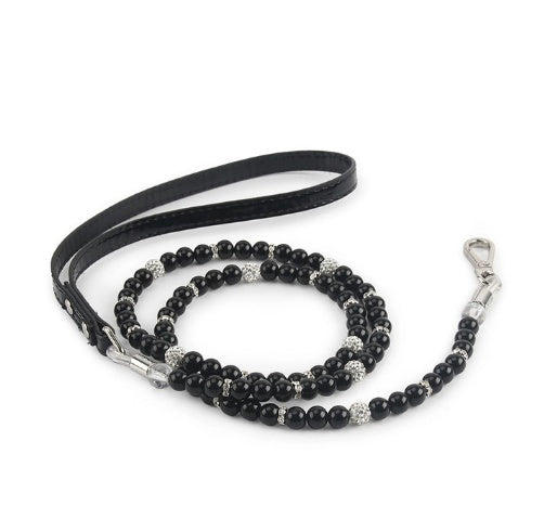 HKM-137171 Handmade Dog Pearl Collar and Wire Chain Set - Casual Style, Multiple Sizes Available