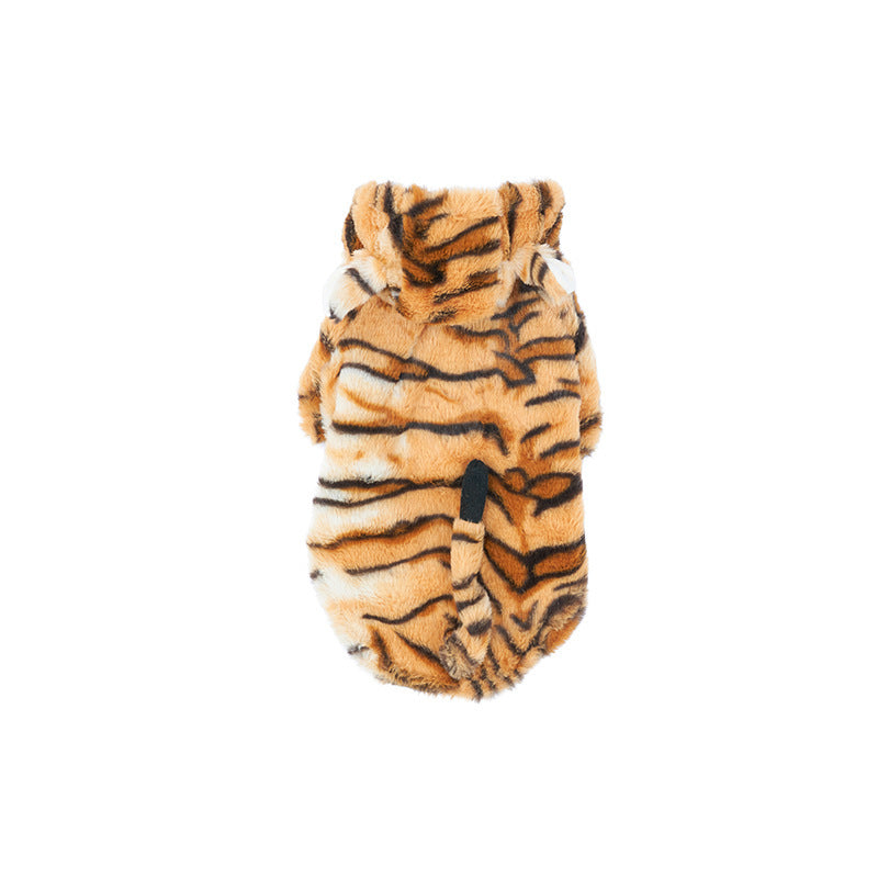 JMT-603210 Stylish Brown Tiger Grain Pet Coat for New Year's Celebrations - Universal Fit, Made of Durable Polyester