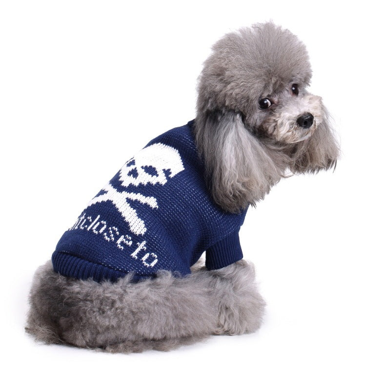 HKM-720915 Warm Soft Pet Sweater with Maple Leaf Design for Small and Medium Dogs - Autumn and Winter Wear