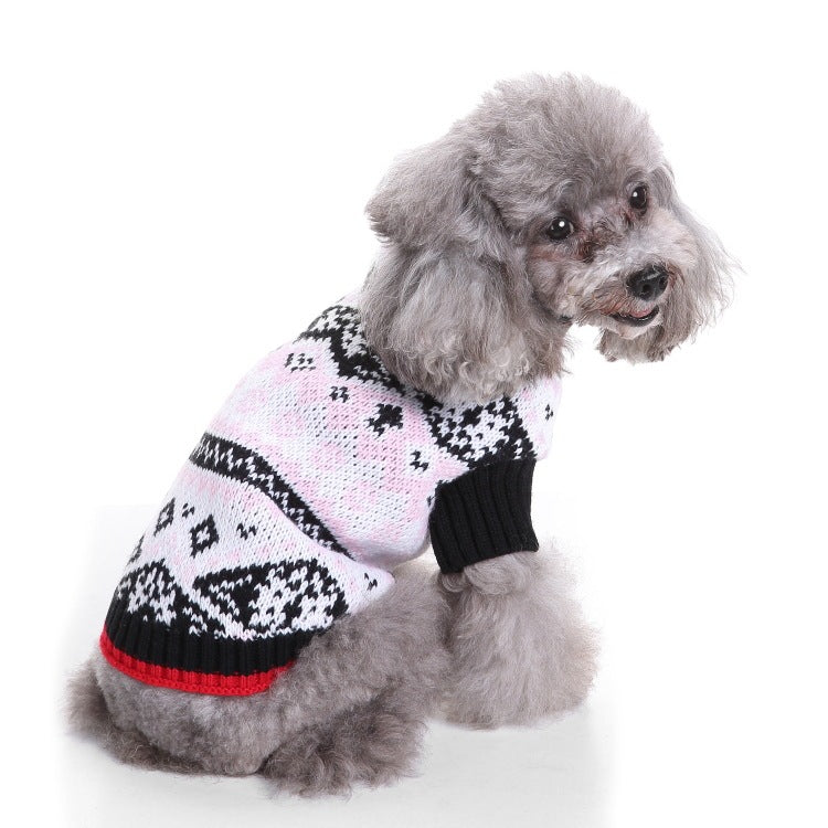 HKM-720915 Warm Soft Pet Sweater with Maple Leaf Design for Small and Medium Dogs - Autumn and Winter Wear