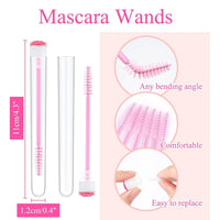HKM-606803 Disposable Eyelash & Mascara Brushes with Tubes - Spiral Shaped Spoolie Wands for Makeup & Cleaning - 10 Pcs in 4 Colors