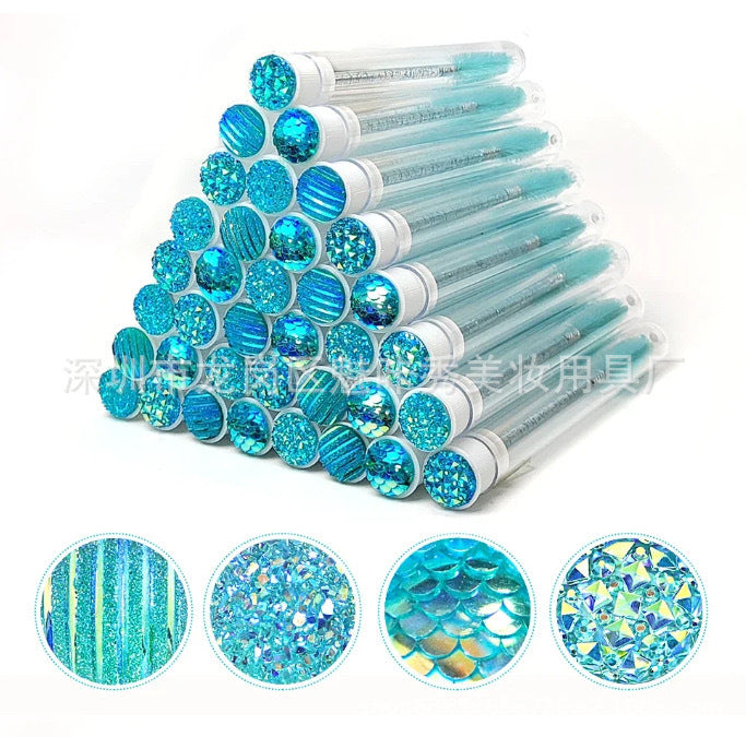 HKM-606803 Disposable Eyelash & Mascara Brushes with Tubes - Spiral Shaped Spoolie Wands for Makeup & Cleaning - 10 Pcs in 4 Colors