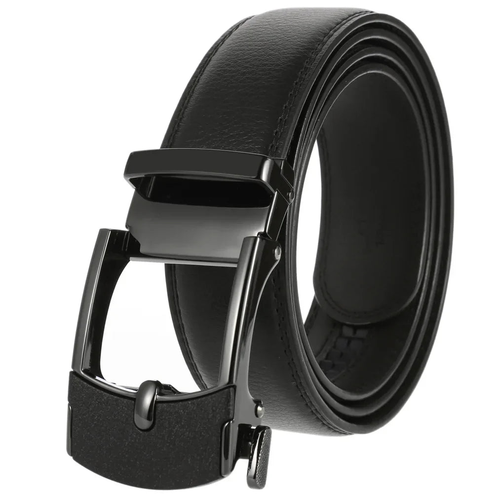 HKM-758931 Men's Casual Leather Belt with Multi-style Two-layer Buckle - Model LY36-000010-1