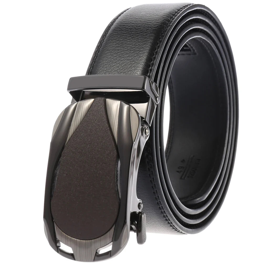 HKM-758931 Men's Casual Leather Belt with Multi-style Two-layer Buckle - Model LY36-000010-1