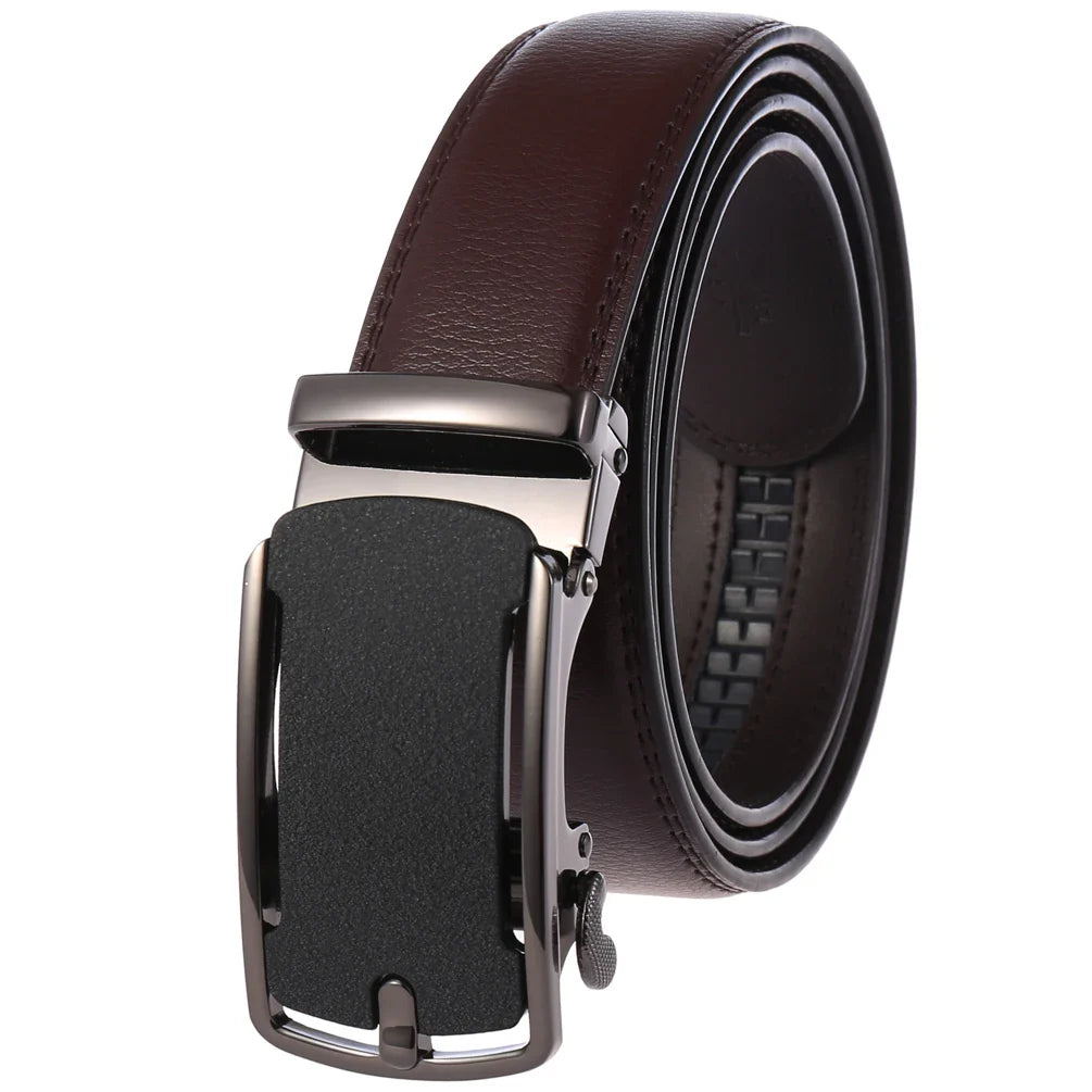 HKM-758931 Men's Casual Leather Belt with Multi-style Two-layer Buckle - Model LY36-000010-1