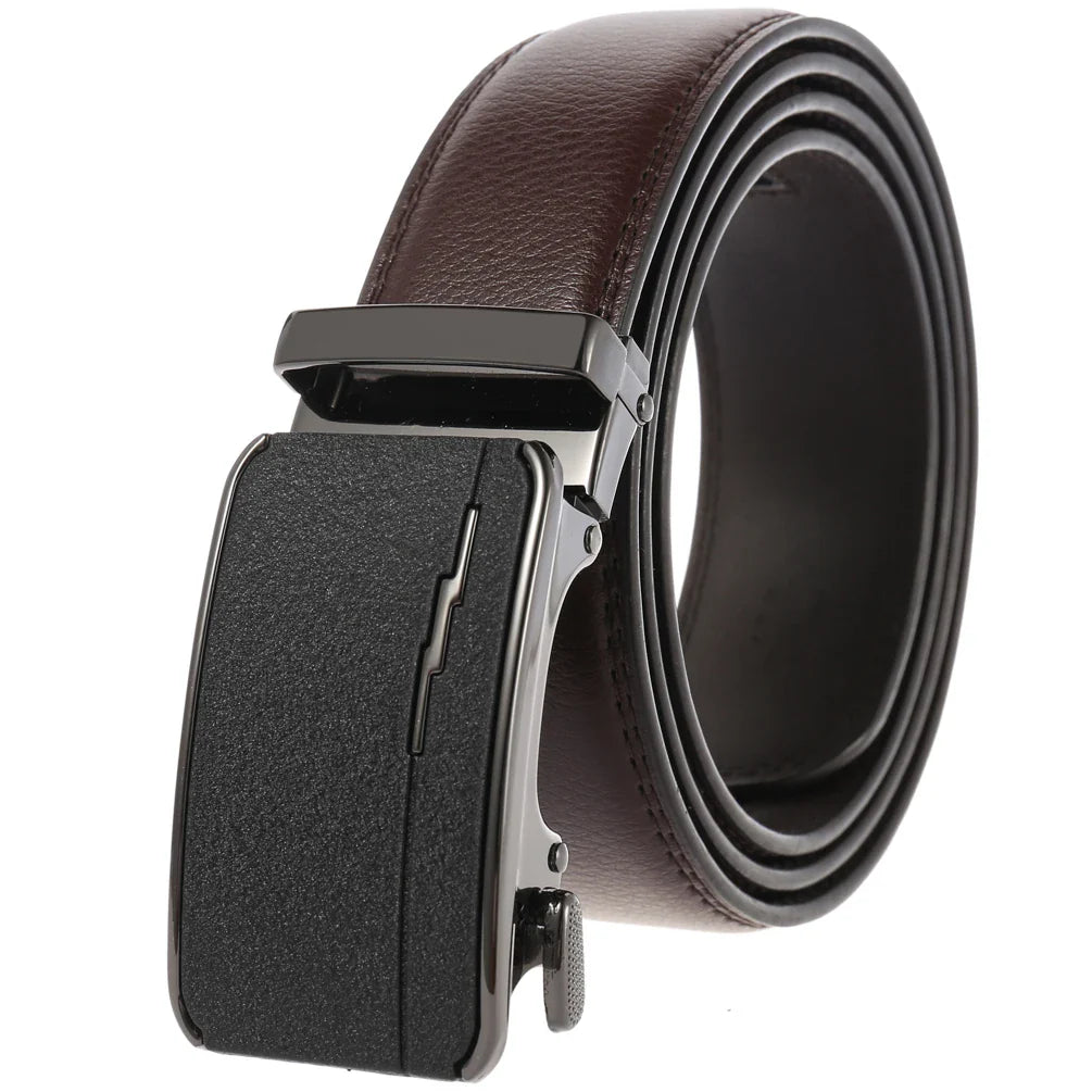 HKM-758931 Men's Casual Leather Belt with Multi-style Two-layer Buckle - Model LY36-000010-1