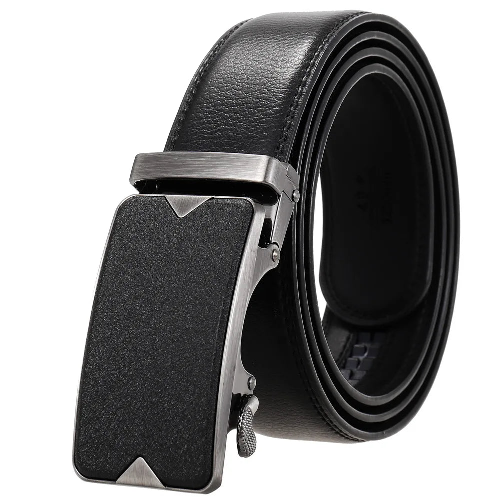 HKM-758931 Men's Casual Leather Belt with Multi-style Two-layer Buckle - Model LY36-000010-1