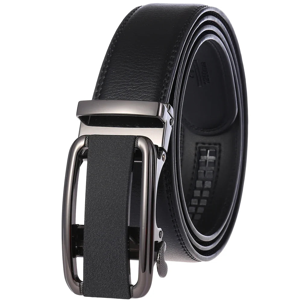 HKM-758931 Men's Casual Leather Belt with Multi-style Two-layer Buckle - Model LY36-000010-1