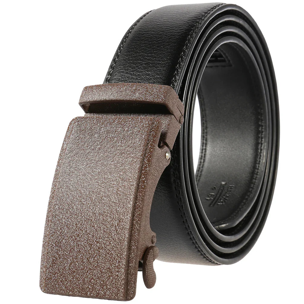 HKM-758931 Men's Casual Leather Belt with Multi-style Two-layer Buckle - Model LY36-000010-1