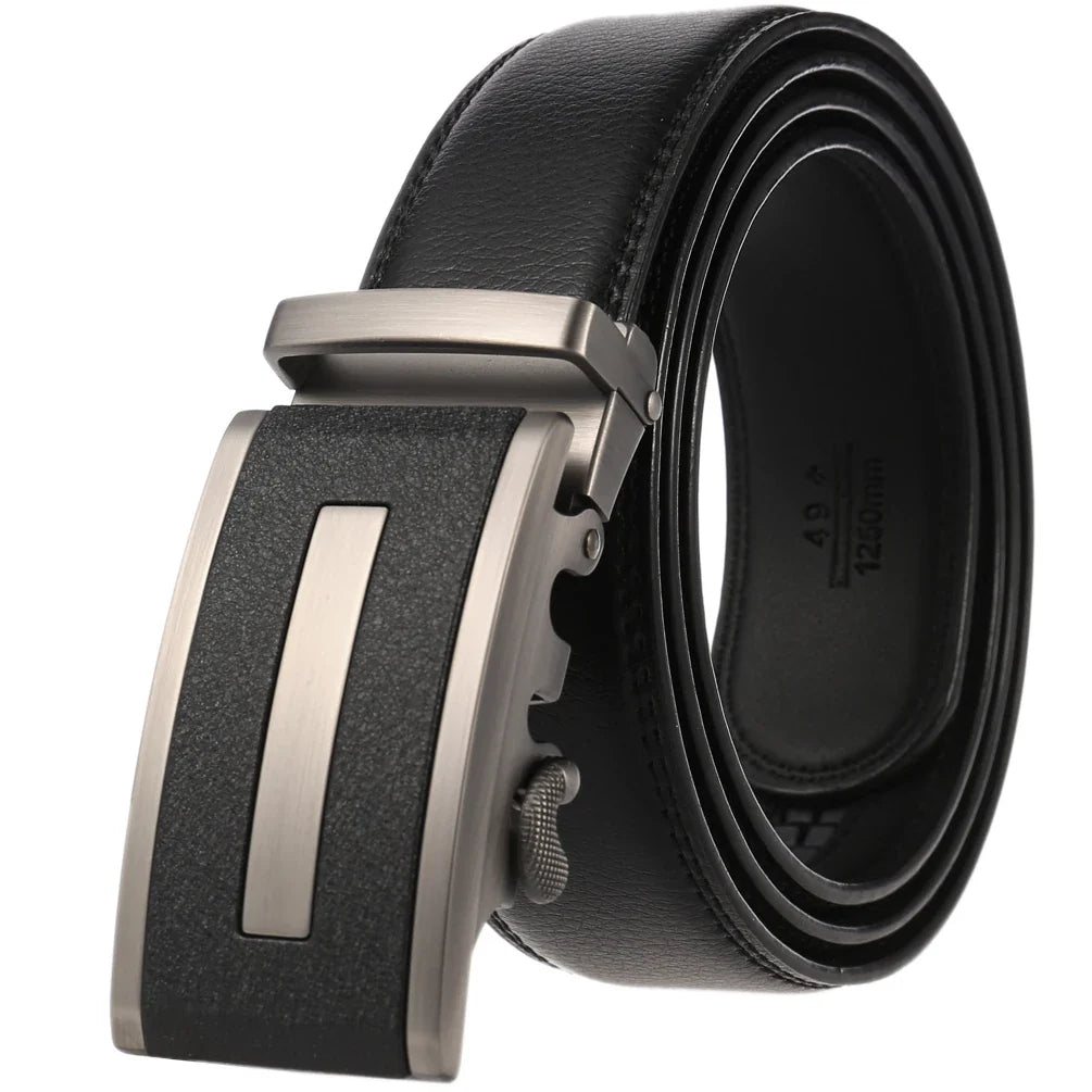 HKM-758931 Men's Casual Leather Belt with Multi-style Two-layer Buckle - Model LY36-000010-1