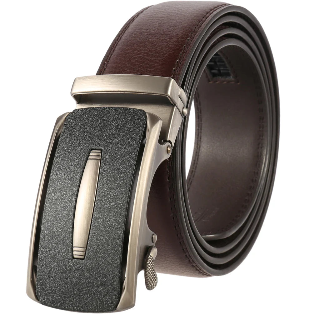 HKM-758931 Men's Casual Leather Belt with Multi-style Two-layer Buckle - Model LY36-000010-1