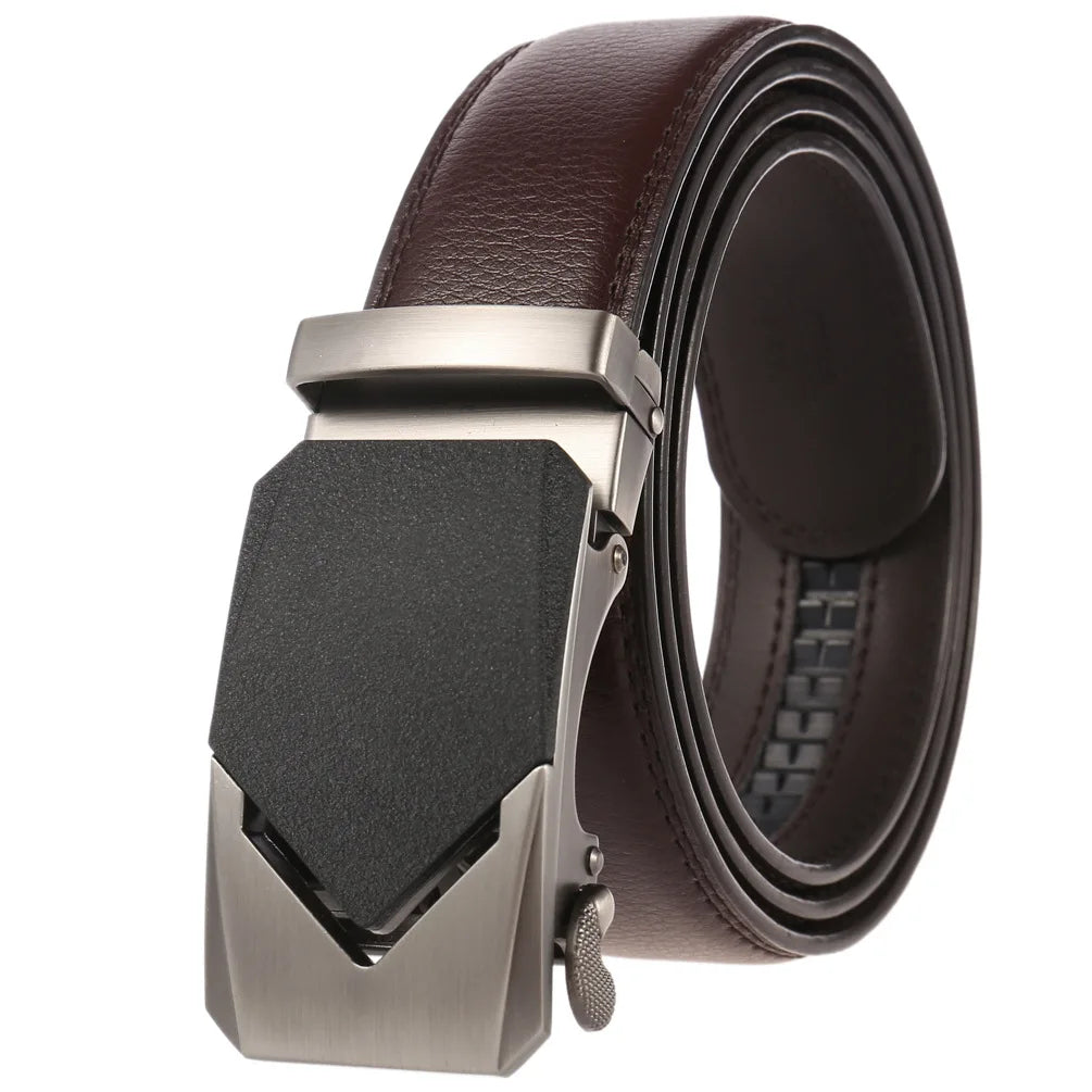 HKM-758931 Men's Casual Leather Belt with Multi-style Two-layer Buckle - Model LY36-000010-1