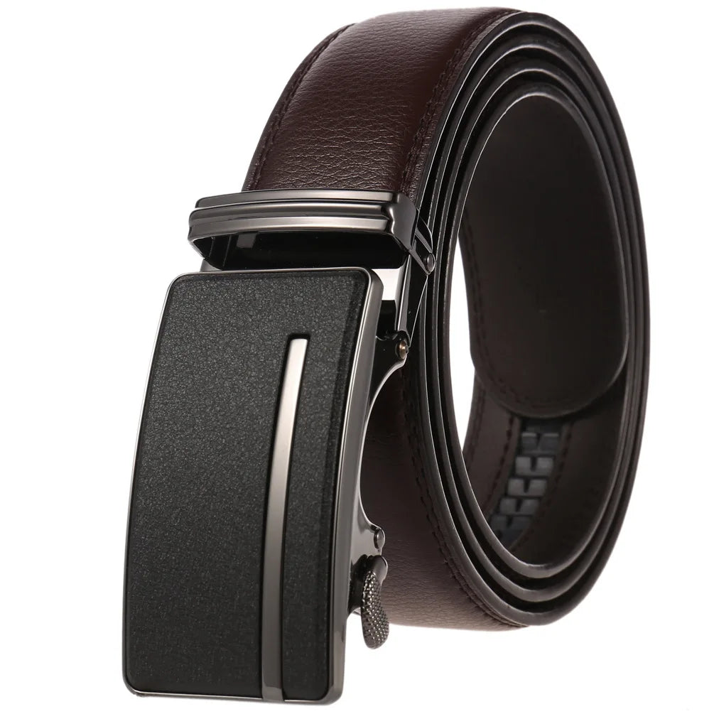 HKM-758931 Men's Casual Leather Belt with Multi-style Two-layer Buckle - Model LY36-000010-1