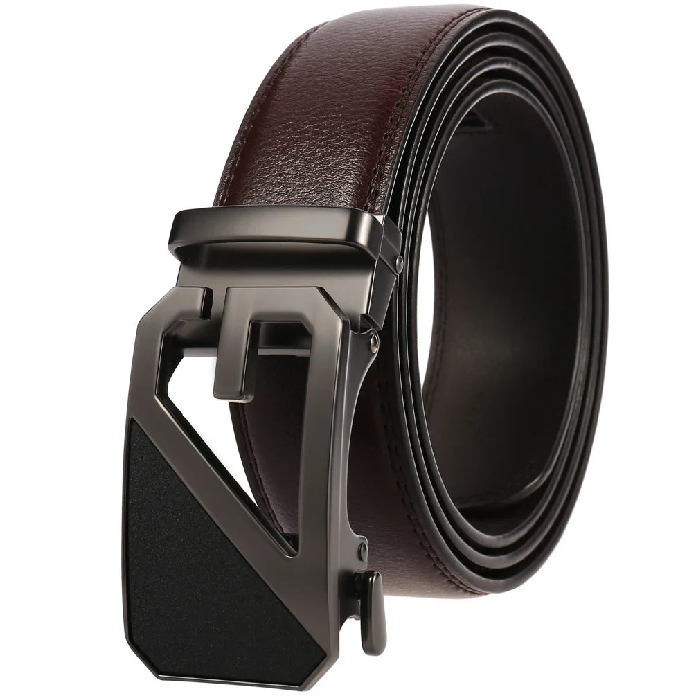 HKM-758931 Men's Casual Leather Belt with Multi-style Two-layer Buckle - Model LY36-000010-1