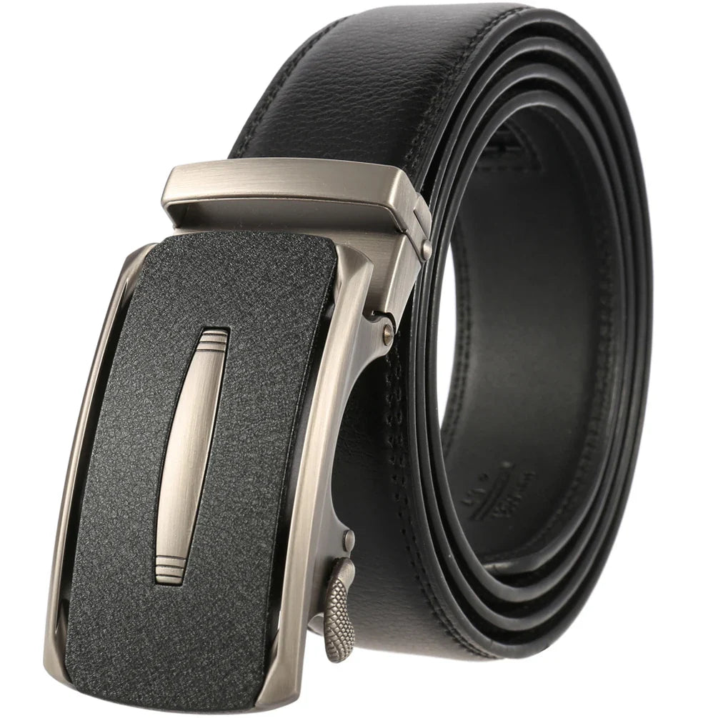 HKM-758931 Men's Casual Leather Belt with Multi-style Two-layer Buckle - Model LY36-000010-1
